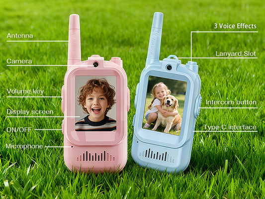 Kids Video Walkie Talkie with Camera – 2-Way Voice Communication, 2-Pack