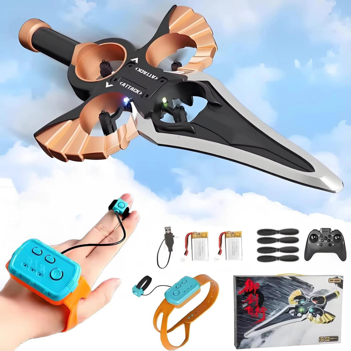 🚀 Sword Fighter RC Drone – 360° Stunt Flying & Remote Control Toy