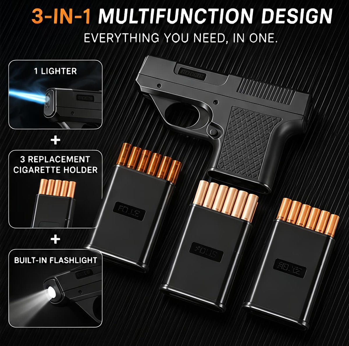 🔥 Premium Torch Lighter with Cigarette Holder & Flashlight | Powerful Windproof Blue Flame, Compact Pocket Design | BUY 1 GET 1 FREE